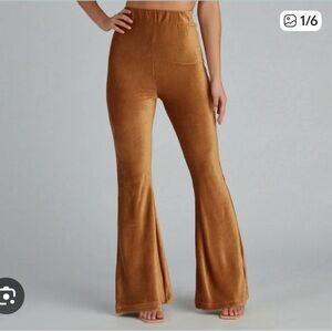 Lucky & Blessed Camel Flare Pants-soft ribbed velvet like fabric.Size Large
